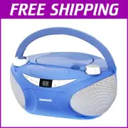 Portable Bluetooth CD Boombox with AM/FM Stereo – Top Loading Design in Blue