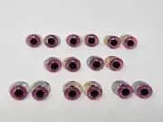 8 pair VTG Zims Pink Cut Iris Owl Eyes 14mm Plastic Safety Amigurumi Craft Doll