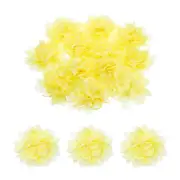 12pcs Chiffon Flowers, 3 Inch Yellow Artificial Fabric Flowers for Crafts