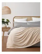 [Serene] Hudson Fleece and Sherpa Reverse Blanket Single/Double/King in Cream