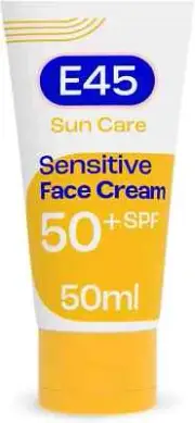 E45 SPF50+ Sensitive Sun Cream for Face with Hyaluronic Acid 50ML