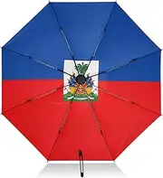 [RPLIFE] Compact Umbrella, Umbrella for Rain and Wind, Automatic Open/close, Compact Size for Women Backpacks/Handbags, Haiti Flag