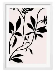 [Profile Australia] Silhouette Branch Leaves Day Art Print A1 Frame in White