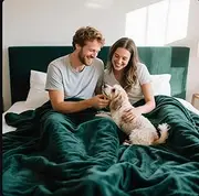 Waterproof King Size Blankets for Bed Spill-Proof, Stain Proof, Water Proof & Mess-Free Cozy Flannel Splash Blanket Reversible Mattress or Furniture Protector for Queen, King Beds(Emerald Green)