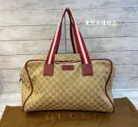 在飛比找Yahoo!奇摩拍賣優惠-《真愛名牌精品》Gucci 153240 老花 緹花布 酒紅