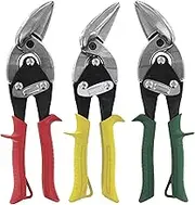 MIDWEST Aviation Snip Set - Left, Right and Straight Cut Offset Tin Cutting Shears with Forged Blade & KUSH'N-POWER Comfort Grips - MW-P6510RLS