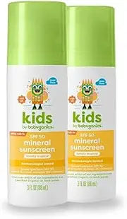 Babyganics SPF 50 Kids Mineral Sunscreen Roller Ball, Totally Tropical | UVA UVB Protection | Octinoxate & Oxybenzone Free | Water Resistant |3 Ounce (Pack of 2)