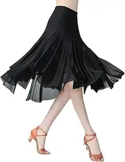 [Z&X] Women's Ballroom Dancing 360 Degree Long Swing Latin Salsa Rumba Flamenco Dance Skirts for Practice