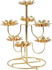 NOLITOY Candle Holder, Lotus Flower Votive Tealight Candlestick 7 Branches Lamp Holder for Buddhist Altar Supplies Home Party Decor