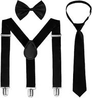 [Sdfvsdg] Kids Suspenders Bowtie Necktie Sets Adjustable Suspender Elastic Necktie Classic Accessories for Boys Girls