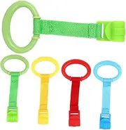 HAMPPLIES 5pcs Crib Grab Rings Lightweight Walking Assist Tools Easy Grasp Design for Enhanced Coordination Safe for Home Travel Use