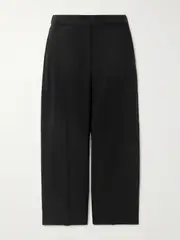 [Theory] Theory - Relax Cropped Linen-blend Twill Straight-leg Pants - Black - US0 US 0 Black