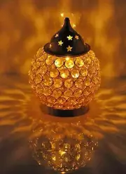 Crystal Brass Akand Jyot Diya Lamp Brass, Crystal Table Diya Christmas Gifts