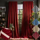 Luxury Velvet Curtains Green Ready Made Thick Thermal Blackout Curtains Drapes