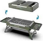 Portable Charcoal Grill, Small Foldable Grills for Travel, Camping Smoker Mini BBQ Grill, Stainless Steel Table Top Grill Charcoal for Outdoor Cooking, Camping, Backyard Barbecue