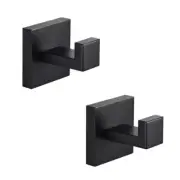 Wall-Mount J-Hook Robe/Towel Hook Square Robe Hook in Stainless Steel Matte Blac