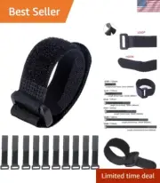Fastening Nylon Strap with Buckle,10Pack Reusable Self-Adhesive Hook and Loop...