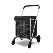 Heavy Duty Shopping Trolley Utility Foldable Large Grocery Cart Waterproof Liner With Brake