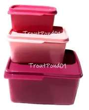Tupperware Keep Tabs Nesting Stacking Square Storage Containers Purple Pink New