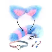 4Pcs Set Fox Butt Tail Collar Soft Cat Ears Headbands Cosplay Female Cute Heart