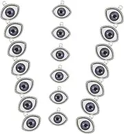 TEHAUX Evil Eye Necklace Pendants 20pcs Silver Plated Charm DIY Jewelry Charms Alloy Pendants