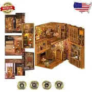 3D Book Nook DIY Kit with Dust Cover - Create Your Own Cozy Library Scene