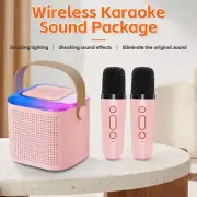 Portable Bluetooth Speaker Karaoke Machine with 2 Wireless Microphones for Party
