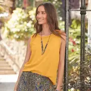 NWT SUNDANCE Mollie Tank Top Gold Mustard Small Petite SP