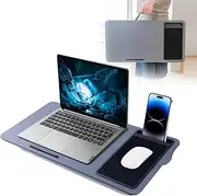 Oversized Lap Pillow Desk, Portable Laptop Desk with Stopper Mouse Pad, Phone Holder, Tablet Holder Pillow Fits up to 17in Laptop Tablet Laptop Stand with Cushion for Home Car Office, Writing, Drawing