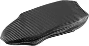 X AUTOHAUX Car Center Console Armrest Box Cover for BMW F30 2013-2018 Faux Leather Right Hand Drive Carbon Fiber Pattern Protector Gray Stitches Black