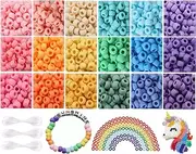 Fire Beetle 2600+pcs Pony Beads Craft Kit Set Opaque Matte Plastic Multicolor Bracelet Pony Beads for DIY Bracelet Necklace Key Chain Hair Jewelry Making Kit in 18 Assorted Colors with Elastic String