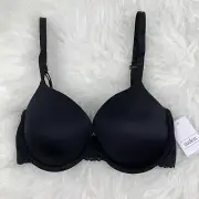 NWT Auden The Daydream Women's Size 32D Black Padded Demi Push Up T-Shirt Bra