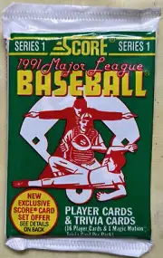 1991 Score Baseball Pack Cal Ripken, Jr. Orioles (Top) Doug Dascenzo Cubs (Back)