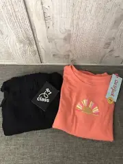 Cat & Jack Girls Orange Sun Shirt & Art Class Black Cargo Pants Sz Small (6/6X)