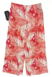 NWT Melrose & Market Camelia Palm Leaf Pants Girls M / 8-10 Coral Red