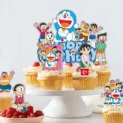 Acrylic Ding dong Doraemon Cake Topper Cup Cake Kid Birthday Party Decoration
