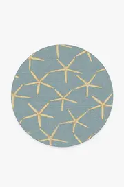 185' Round | Machine Washable Runner Rug | Kid & Pet Friendly | Indoor Rug | Starfish Pale Blue Rug | Ruggable
