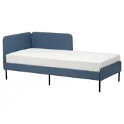 BLÅKULLEN uph bed frame with corner headboard, Knisa medium blue, Single