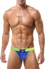 AIEOE Badeslip Herren Kurz Eng Schwimmhose Abnehmbares Pad Bikini Badehose mit Tunnelzug Etikett M-2XL=EU S-XL