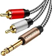 1/4 to RCA Cable, TEKERA 6.35mm 1/4 Inch TRS Male to Dual RCA Male, 1/4" Inch TRS to RCA Y Splitter Cable, 1/4 to Dual RCA Audio Cable, PA3554 (2m)