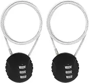 2 Pack Combination Lock 3 Digit Outdoor Waterproof Padlock, Locker Lock Gym Lock, Mini Wire Rope Combination Padlock, Code Lock Resettable Bag Luggage Gate Lock for Toolbox, Fence, Gate (Black)
