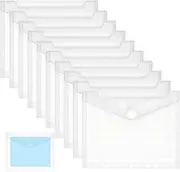 Document Wallet A5, Pack of 10 DIN A5 Transparent Pockets, Document Folder A5.23 x 18 cm Envelope Folders for Filing Document Folder Transparent Pockets with Velcro Closure for Documents Organising