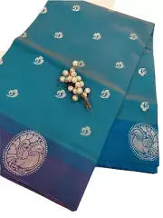 Beautiful And elegant Soft Silk Cotton Mix Saree In Silver Jari Work