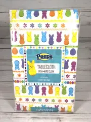 PEEPS Bunny Rabbit Tablecloth 52"x52" PEVA Wipe Clean Square Easter Egg