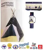 LARGE Tent Teepee Foldable Canvas Play Tent Children Playhouse Kids In/Outdoor