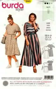 Burda Sewing Pattern 6449 Womens Dress Sewing Pattern Size 18-28