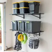 2 Pack Heavy Duty Garage Wall Shelves, 2' X 4' Wall Mount Storage Shelf with Hoo