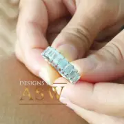 14K SOLID WHITE GOLD EMERALD CUT SIMULATED DIAMONDS ETERNITY BAND 5.00CTW