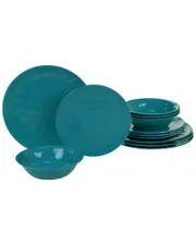 Certified International Melamine Teal 12pc Dinnerware Set