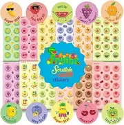 Scratch and Sniff Stickers - 12 Different Scents (24 Sheets) of Fruits & Food Smelly Rewards - Motivational Stickers for Kids, Students and Teachers